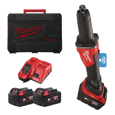 Milwaukee M18 FDGROVB-502X akkumulátoros egyenescsiszoló, 6 és 8 mm-es szárú szerszámokhoz, 2x A