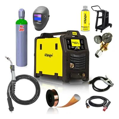 KOWAX GeniMig®240DP LCD SET + zseblámpa + burkolat + szelep + alváz + argonpalack + spray + 5 kg