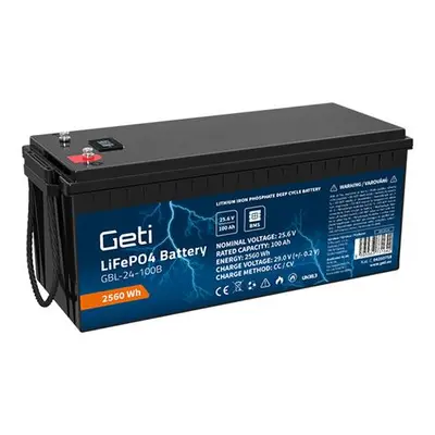 Akkumulátor LiFePO4 25,6V 100Ah GETI GBL-24-100B Bluetooth+kijelző