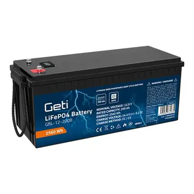 Akkumulátor LiFePO4 12,8V 200Ah GETI GBL-12-200B Bluetooth+kijelző