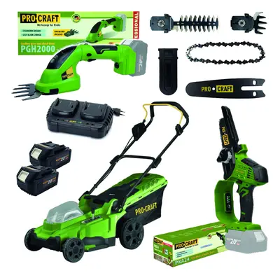 Procraft Accu kerti szerszámkészlet 20V 5 darab 2 x 4.0Ah akkumulátor töltővel | GARDENSET