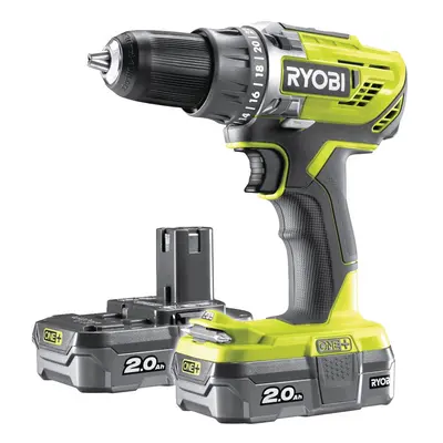 Ryobi R18DD3-220S akkumulátoros 18 V-os kompakt csavarozó/fúrógép 2x 2Ah akkutöltő ONE