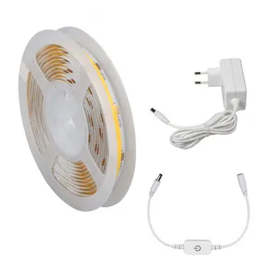 LED szalag szett , COB , DOTLESS , 3 méter , 3 x 6 W/m , meleg fehér , tápegységgel , kapcsolóva