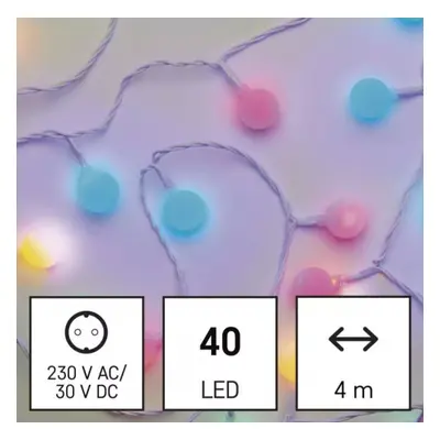 Led fényfüzér , beltéri/kültéri , cseresznye, 4 m , RGB, időzíthető , IP44