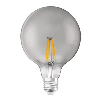 LED lámpa , égő , izzószálas hatás , filament , E27 foglalat , G125 , 6W , meleg fehér , dimmelh