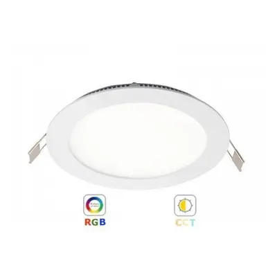 RGB-CCT LED panel , 18W , süllyesztett , kerek , dimmelhető , színes , állítható fehér színárnya