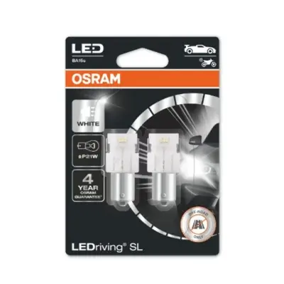 LED lámpa , égő , autó izzó , jelzőlámpa/irányjelző , 2 db-os csomag , P21W , 1.40 Watt , hideg 