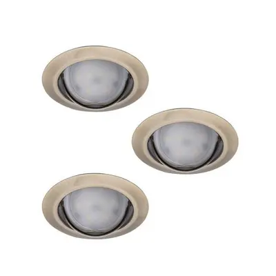 LED lámpatest , spot , szett , 3 x 4.9W , GU10 , meleg fehér , beépíthető , kerek , patinált réz