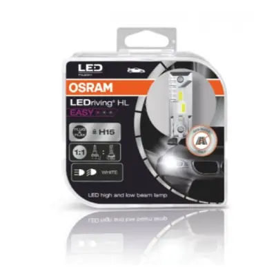 LED lámpa , égő , autó izzó , fényszóró , 2 db-os csomag , H15 , 16 Watt , hideg fehér , Plug&Pl