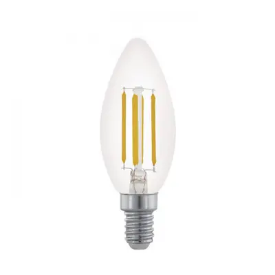 LED lámpa , égő , izzószálas hatás , filament , gyertya , E14 foglalat , 4 Watt , meleg fehér , 