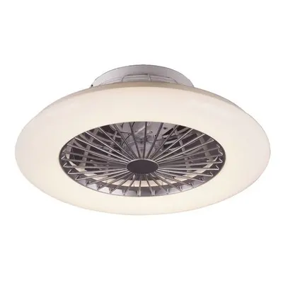 Ventilátoros LED lámpatest , mennyezeti , kristály hatású , 30W , CCT , dimmelhető , fehér , táv