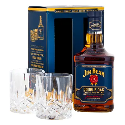 Jim Beam Double Oak Twice Barreled + 2 pohárral 43% 0,7L