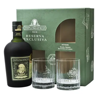 Diplomatico Reserva Exclusiva 12YO + 2 pohárral 40% 0,7L