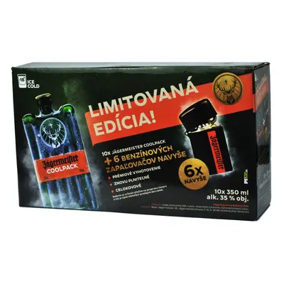 Jägermeister Coolpack 35% 10X0,35L + 6 benzines öngyújtó