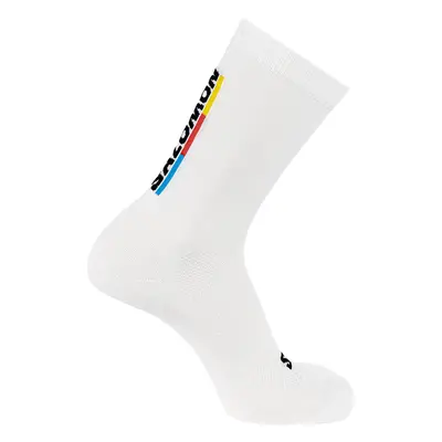 Salomon Pulse Race Flag Crew Futózokni - white/red/lemon