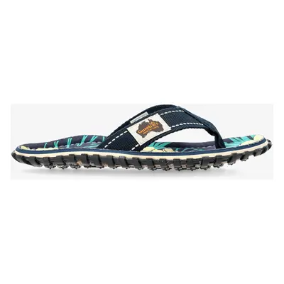 Gumbies Islander Canvas Flip-Flops Ujjas Papucs - blue hibiscus