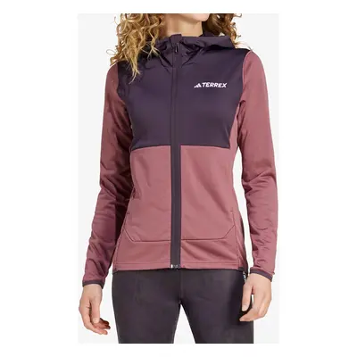 adidas TERREX Xperior Light Fleece Hooded Jacket Női pulóver - quiet crimson/aurora black