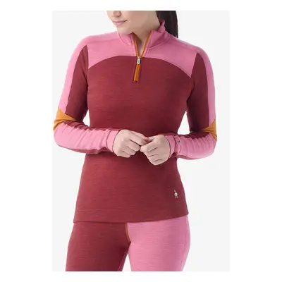 Smartwool Classic Thermal Merino BL Colorblock 1/4 Zip Boxed Termoaktív női felső - currant/gard