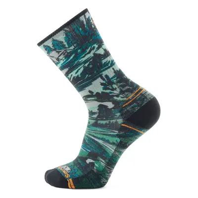 Smartwool Hike Light Cushion Campground Print Crew Socks Merino gyapjú zokni - winter moss