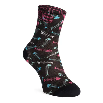 Karpos Green Fire Socks Női biciklis zokni - black/bluebird/white/pink