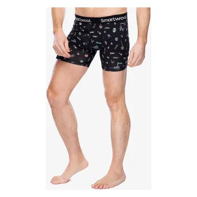 Smartwool Merino Print Boxer Brief Boxed Termoaktív boxeralsó - black gone camping