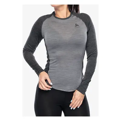 Odlo Natural Performance PW BL Top Crew Neck LS Termoaktív női felső - grey melange/dark grey me