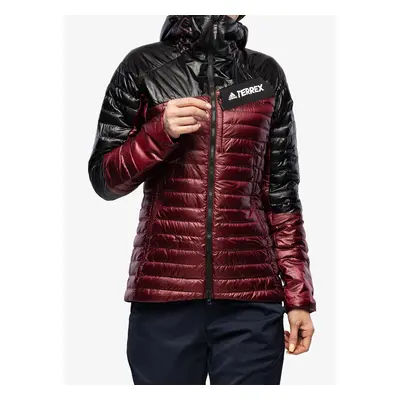 adidas TERREX Techrock Year-Round Down Hooded Jkt Női Pehelykabát - shadow red/black