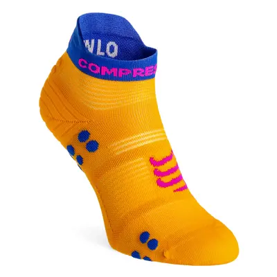 Compressport Pro Racing Socks v4.0 Run Low Futózokni - saffron/dazz blue