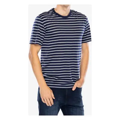 Icebreaker Merino Drayden SS Tee Stripe Merinó póló - midnight navy/snow/s