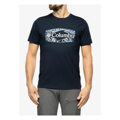 Columbia Sun Trek S/S Graphic Tee Férfi Nyomtatott Póló - coll navy/palmed hex graphic