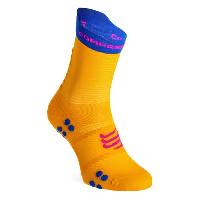 Compressport Pro Racing Socks v4.0 Run High Futózokni - saffron/dazz blue