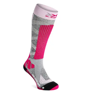 X-Socks Ski Rider 4.0 Női Sízokni - stone grey melange/pink