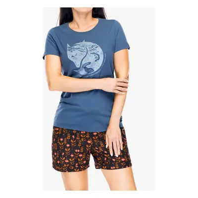 Fjallraven Arctic Fox Print T-shirt Női Póló - indigo blue