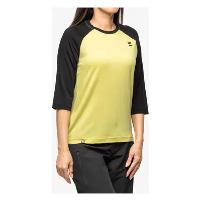 Mons Royale Tarn Merino Shift Raglan 3/4 Női Póló - black/limelight