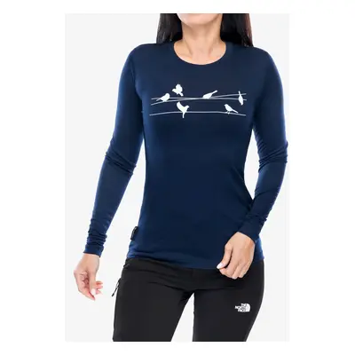 Sensor Merino Active Songbirds Tee LS Női hosszú ujjú póló - deep blue