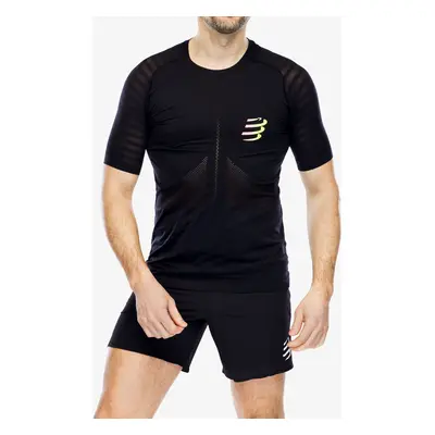 Compressport Racing SS T-Shirt Futópóló - black/safe yellow