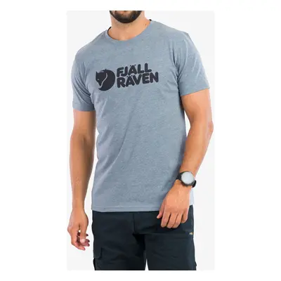 Fjallraven Logo T-shirt Férfi Póló - uncle blue/melange