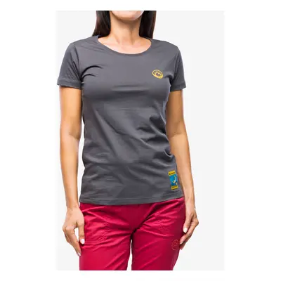 La Sportiva Climbing on the Moon T-Shirt Női mászópóló - carbon/giallo