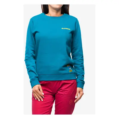 La Sportiva Climbing on the Moon Sweatshirt Női felső sziklamászáshoz - turchese/giallo