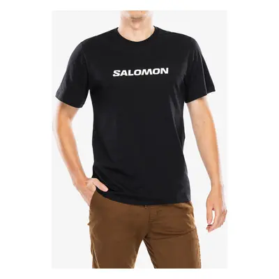 Salomon Logo Perf S/S Tee Pamutpóló - deep black