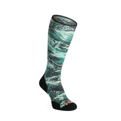 Smartwool Ski Targeted Cushion Green Slopes Print OTC Socks Sízokni - black