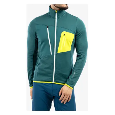 Ortovox Fleece Grid Jacket Cipzáras Felső - pacific green