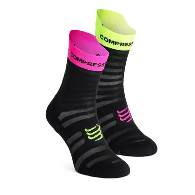 Compressport Pro Racing v4.0 UL Run High Futózokni - black/safe yellow/neo pink