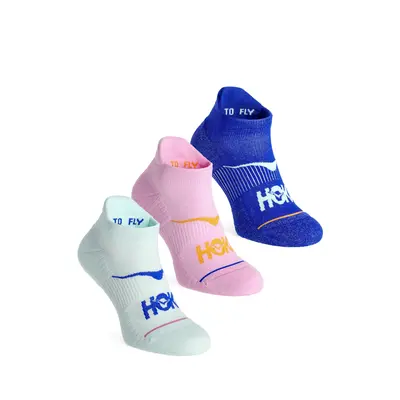 Hoka No-Show Run Sock 3-Pack Futózokni - aqua/pink/ultramarine