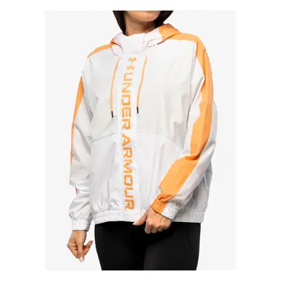 Under Armour UA Rush Woven FZ Jacket Női Kabát - white/mellow orange