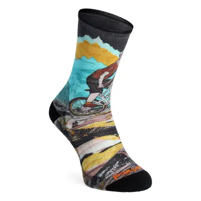 Smartwool Bike Zero Cushion Wolf Print Crew Socks Kerékpáros Zokni - multi color