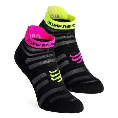 Compressport Pro Racing Socks v4.0 Ultralight Run Low Futózokni - black/safe yellow/neo pink