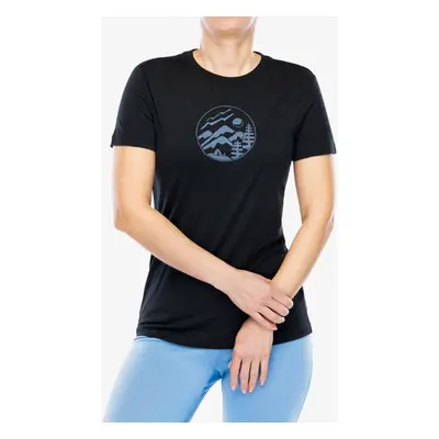 Icebreaker Merino Tech Lite III SS Tee Camping Circle Női merino gyapjú póló - black