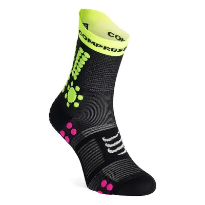 Compressport Pro Racing Socks v4.0 Trail Futózokni - black/safe yellow/neo pink