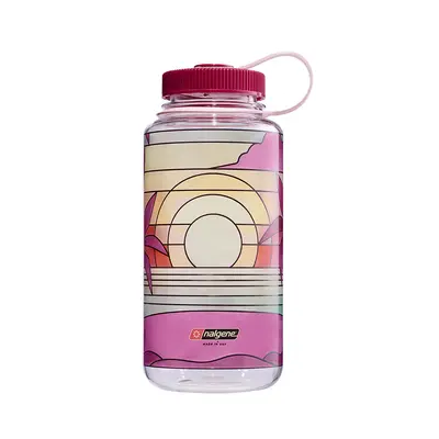 Nalgene Wide Mouth oz (1000ml) Palack - clear stained glass sunset